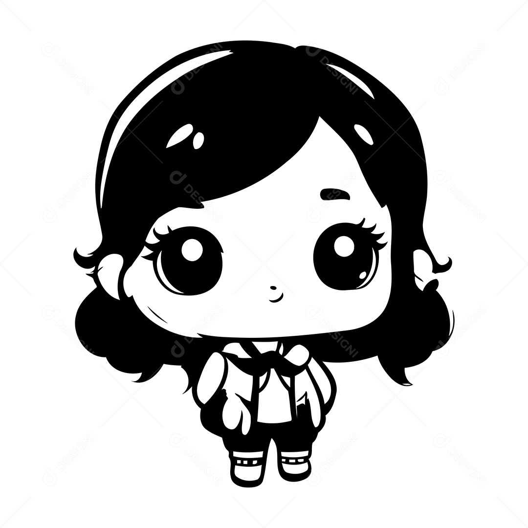 Garota Desenho Para Colorir Vetor EPS