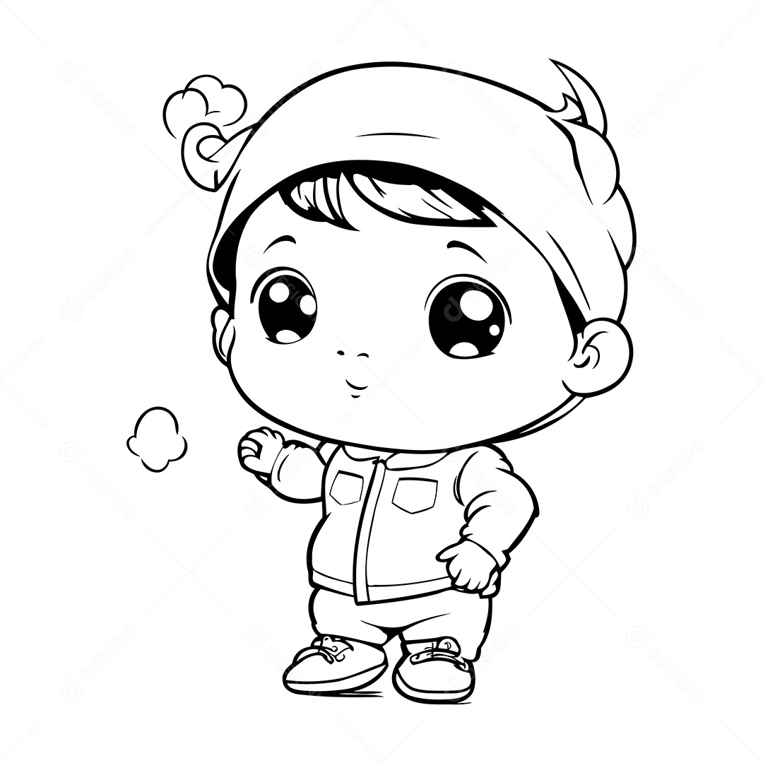 Garoto Desenho Para Colorir Vetor EPS