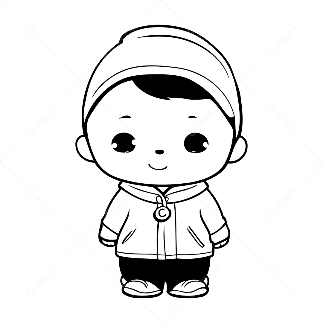 Garoto Desenho Para Colorir Vetor EPS