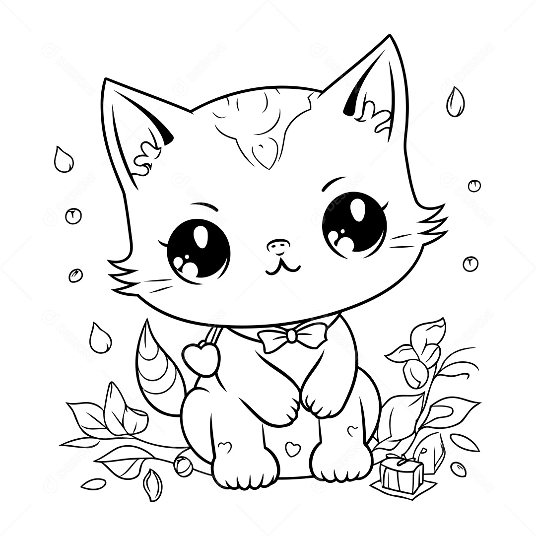 Gato Desenho Para Colorir Vetor EPS