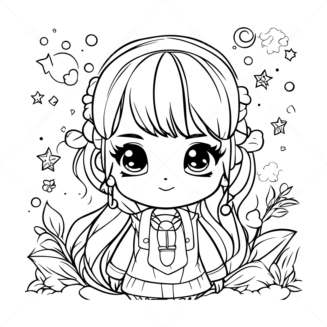 Garota Desenho Para Colorir Vetor EPS