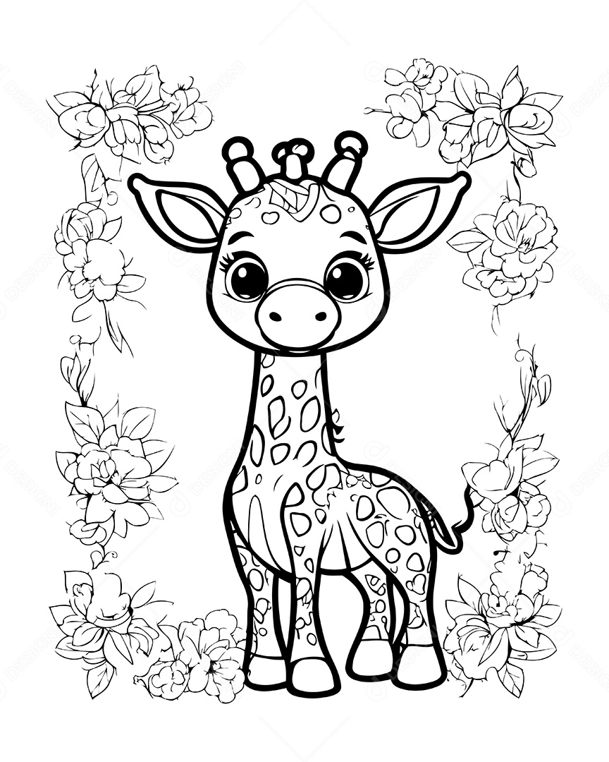 Girafa Desenho Para Colorir Vetor EPS