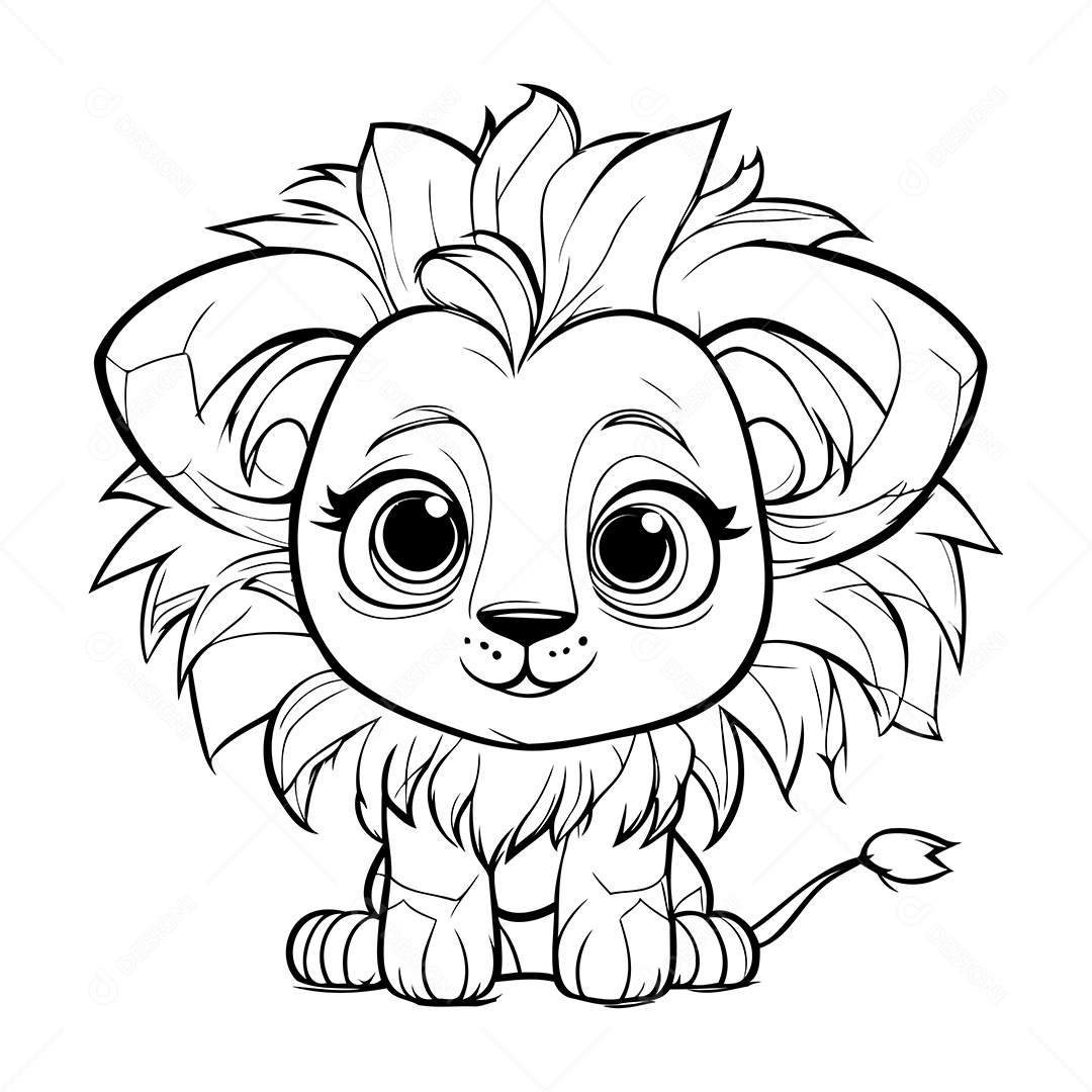 Leão Desenho Para Colorir Vetor EPS