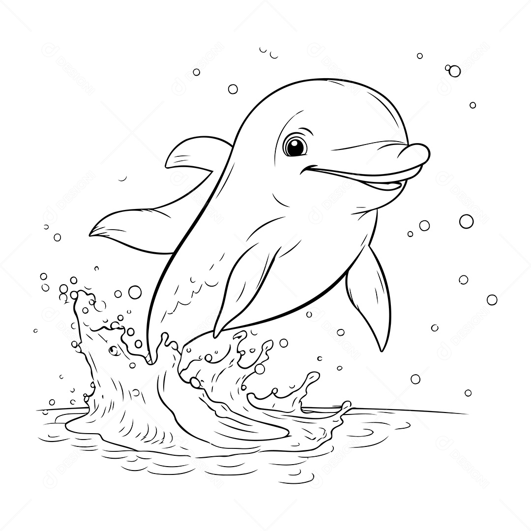 Golfinho Desenho Para Colorir Vetor EPS
