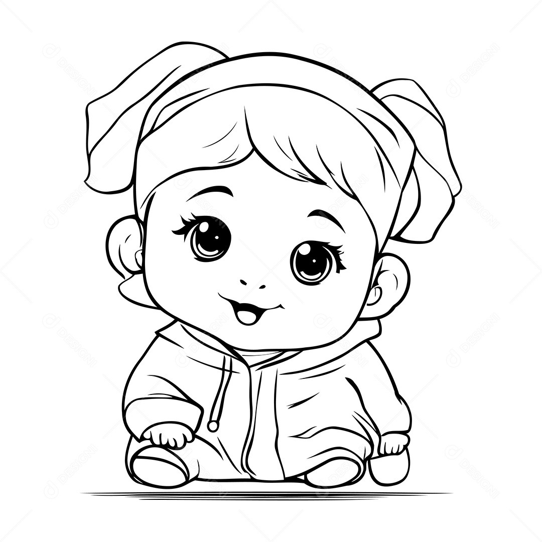 Garota Desenho Para Colorir Vetor EPS