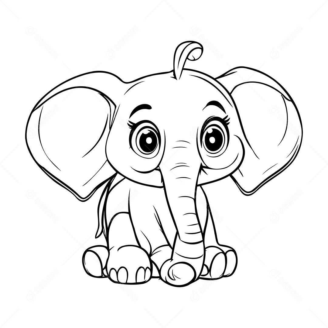 Elefante Desenho Para Colorir Vetor EPS