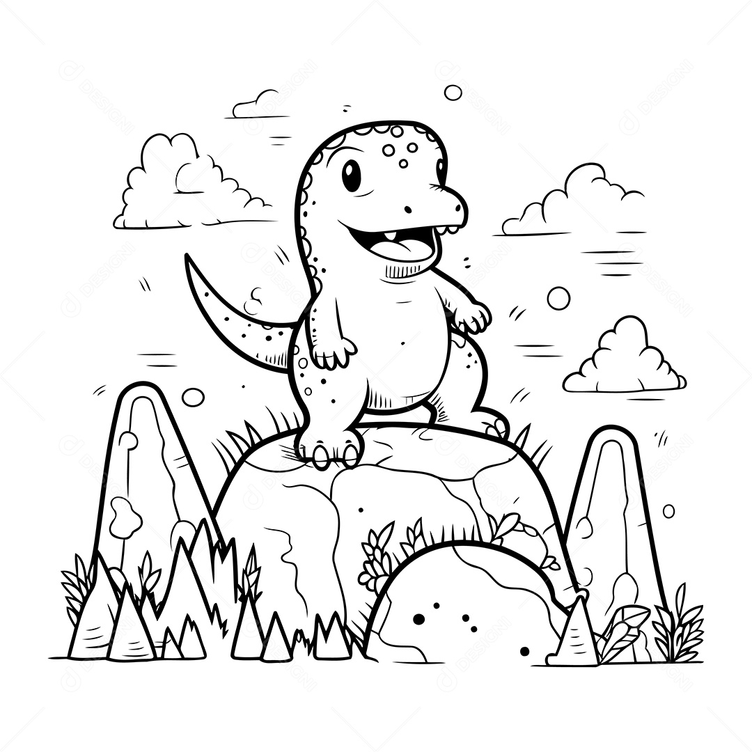 Dinossauro Desenho Para Colorir Vetor EPS