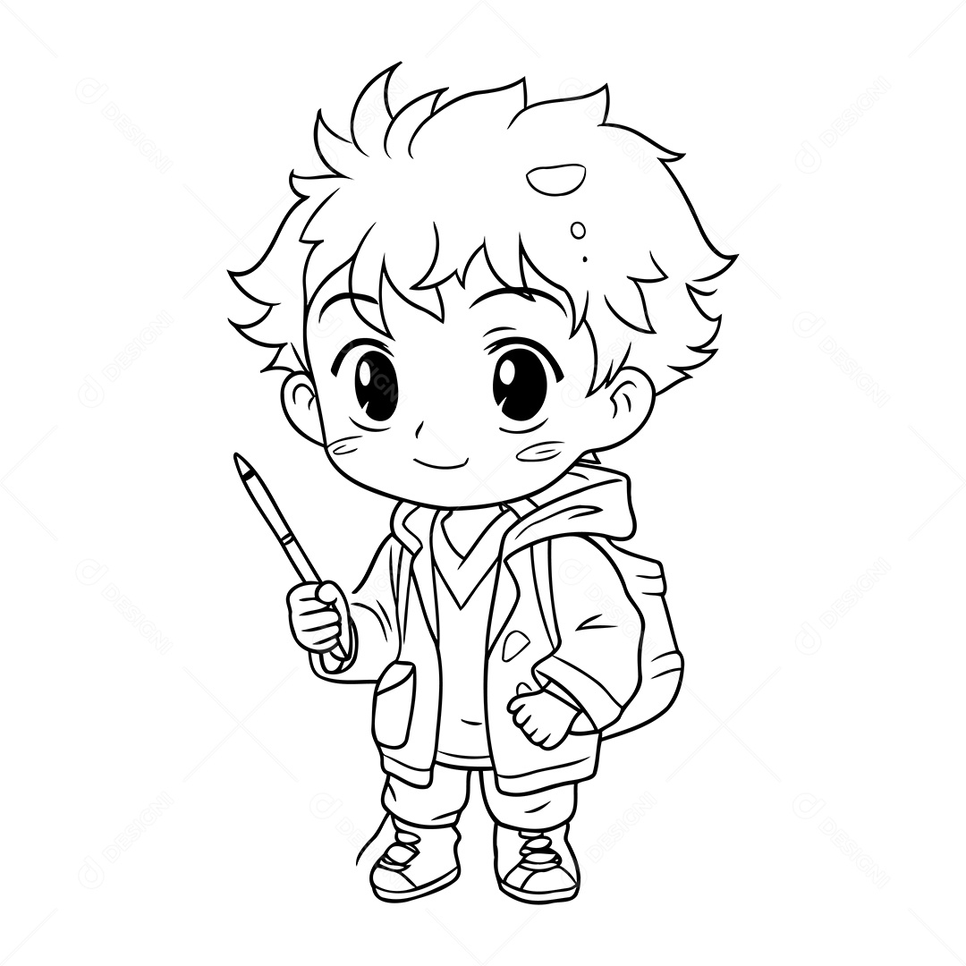 Garoto Desenho Para Colorir Vetor EPS