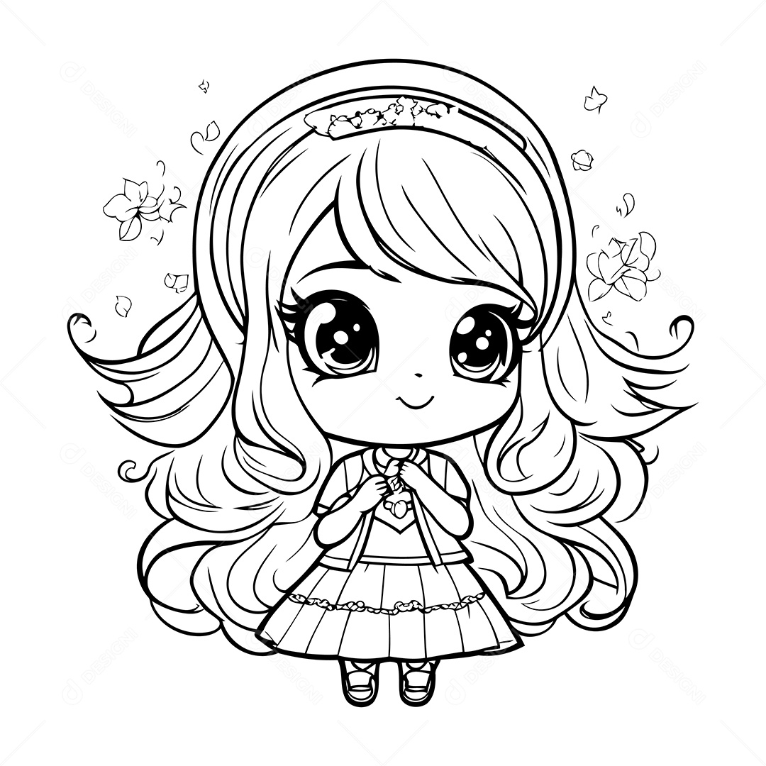 Garota Desenho Para Colorir Vetor EPS