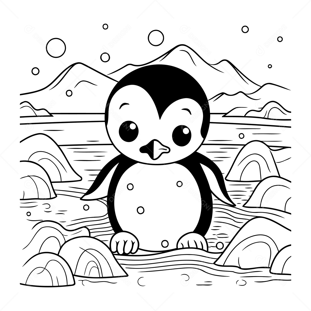 Pinguim Desenho Para Colorir Vetor EPS