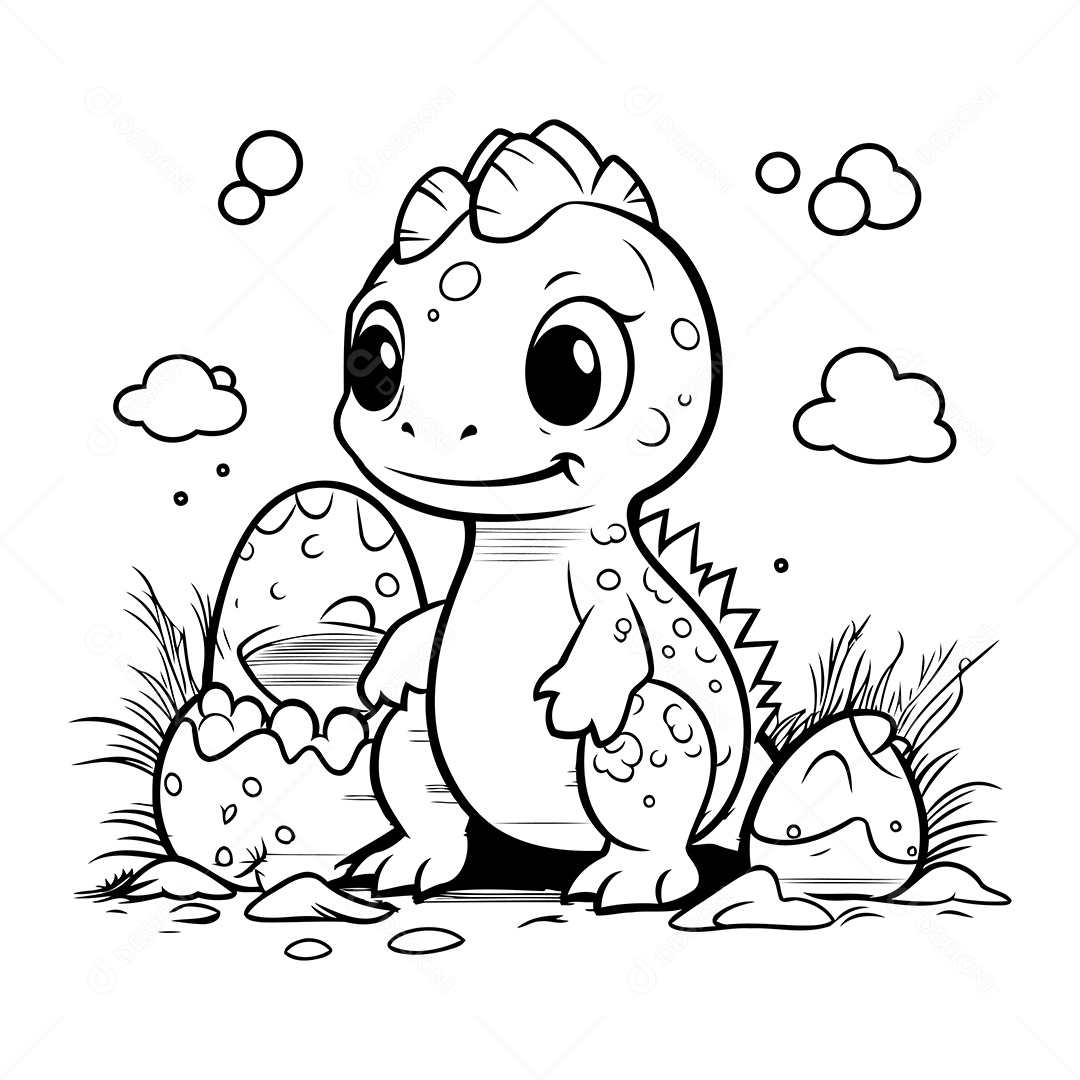 Dinossauro Desenho Para Colorir Vetor EPS