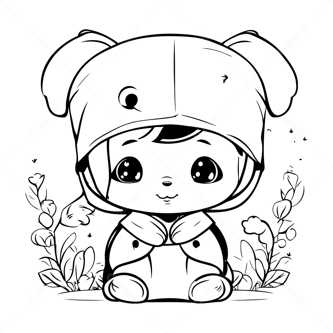 Garoto Desenho Para Colorir Vetor EPS