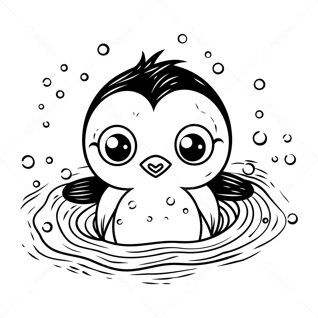 Pinguim Desenho Para Colorir Vetor EPS
