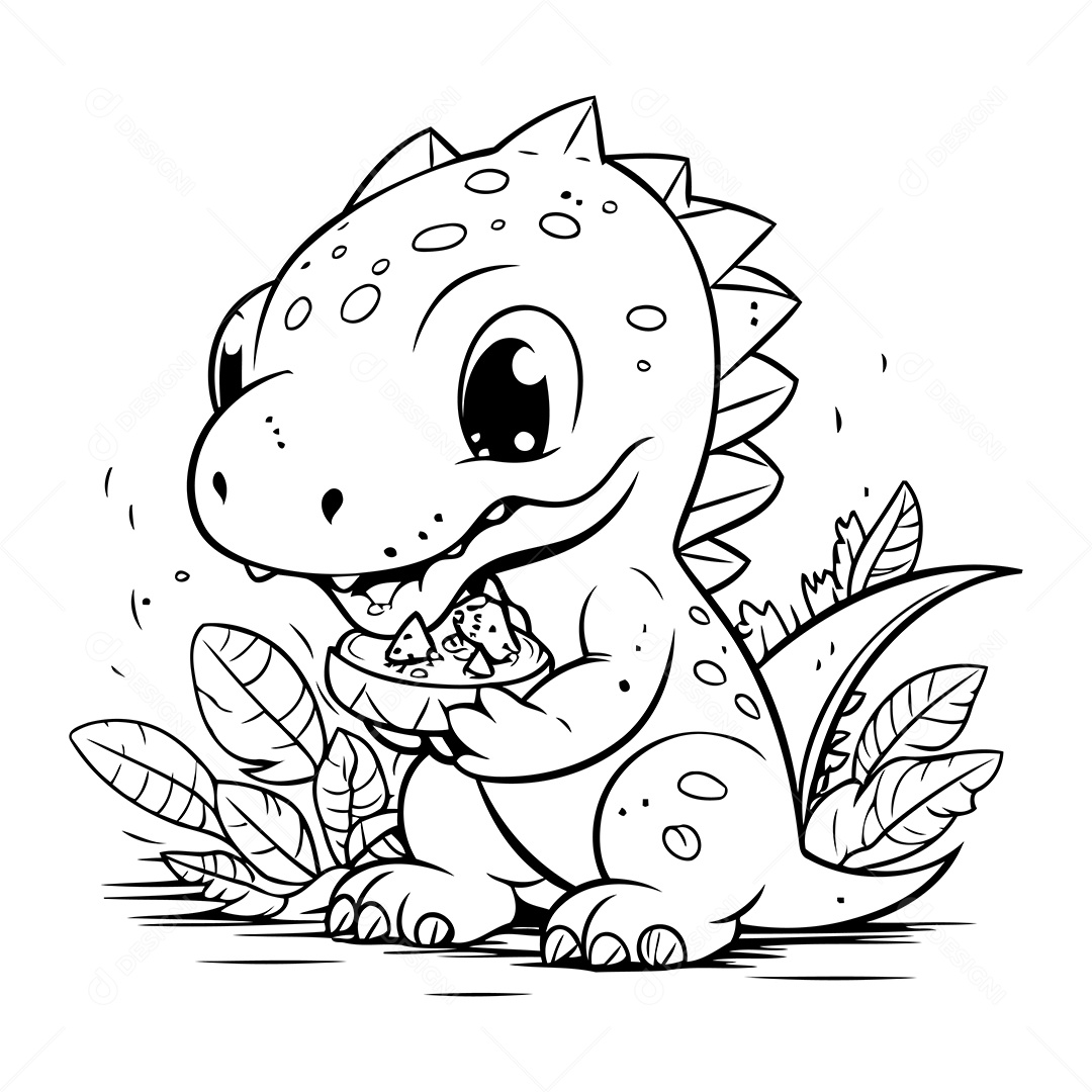 Dinossauro Desenho Para Colorir Vetor EPS