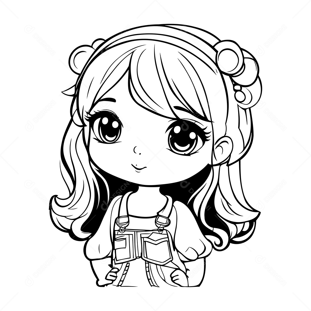 Garota Desenho Para Colorir Vetor EPS