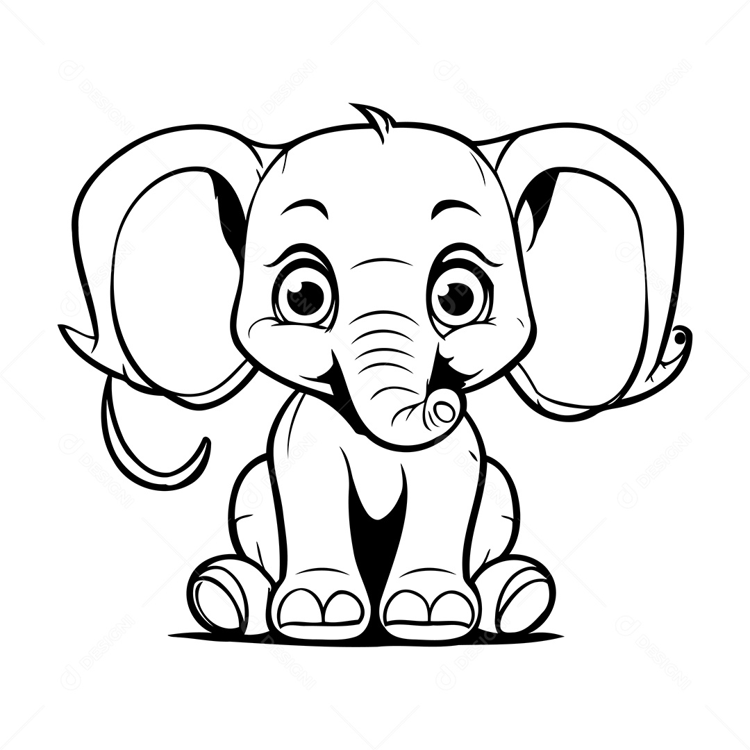 Elefante Desenho Para Colorir Vetor EPS