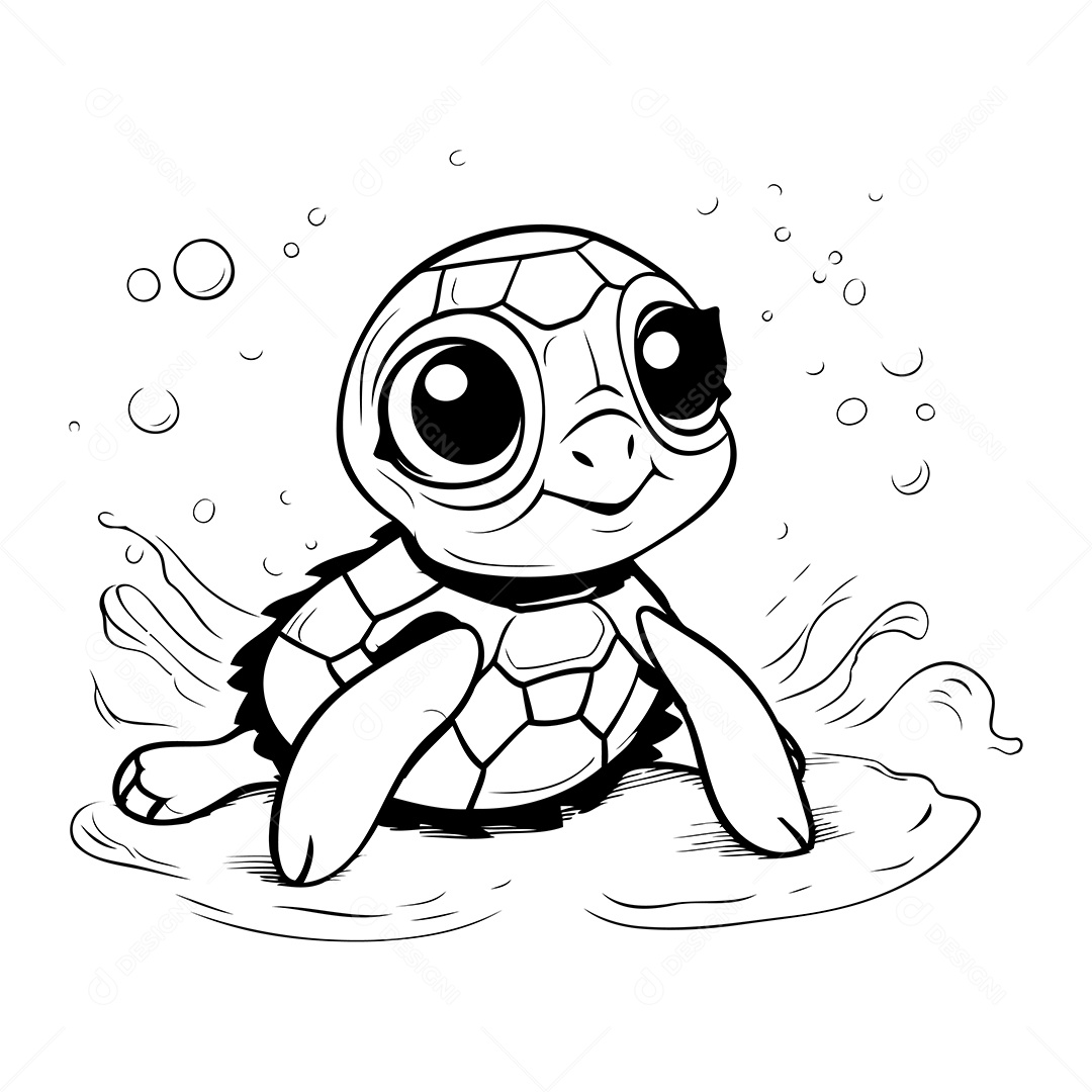 Tartaruga Desenho Para Colorir Vetor EPS