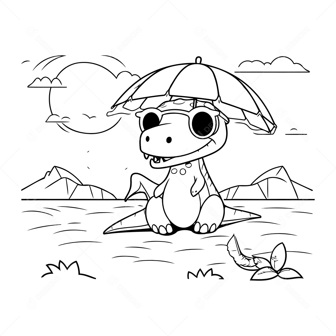 Dinossauro Desenho Para Colorir Vetor EPS