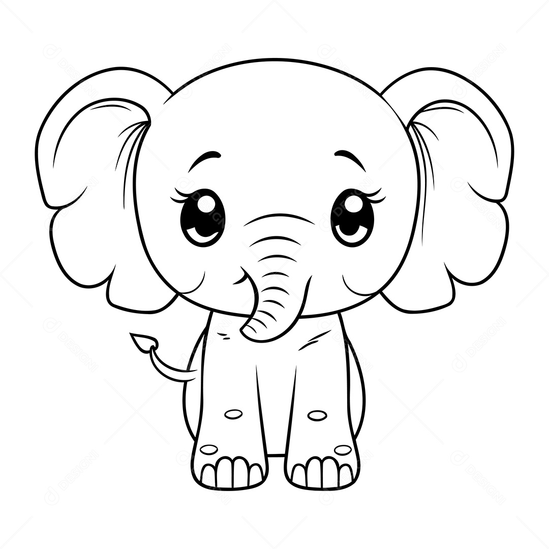 Elefante Desenho Para Colorir Vetor EPS