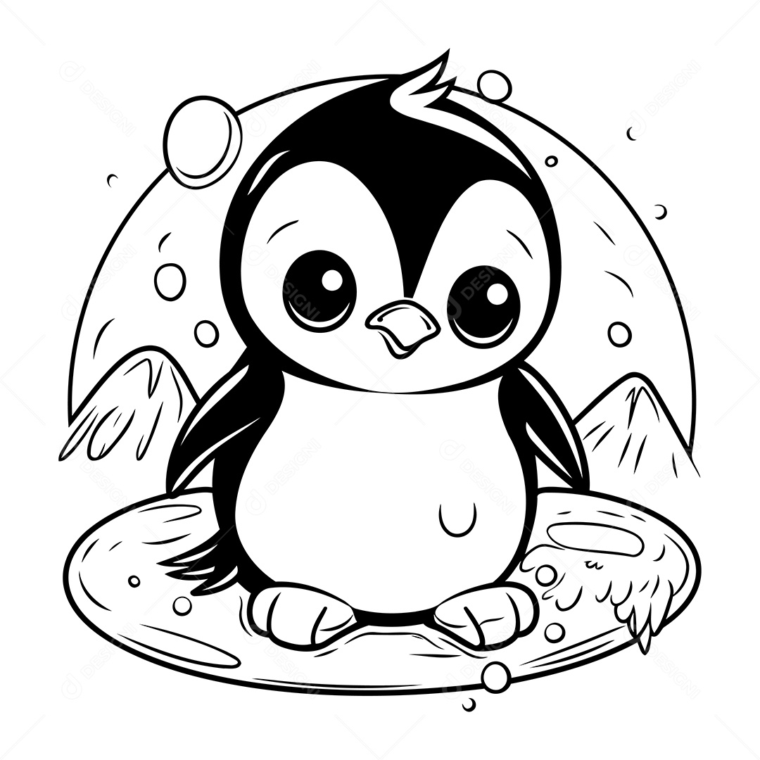 Pinguim Desenho Para Colorir Vetor EPS