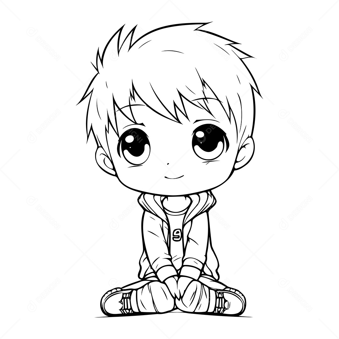 Garoto Desenho Para Colorir Vetor EPS