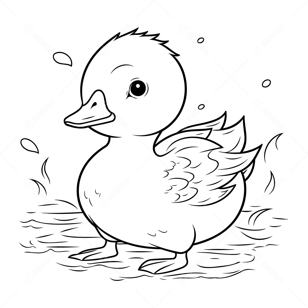 Pato Desenho Para Colorir Vetor EPS
