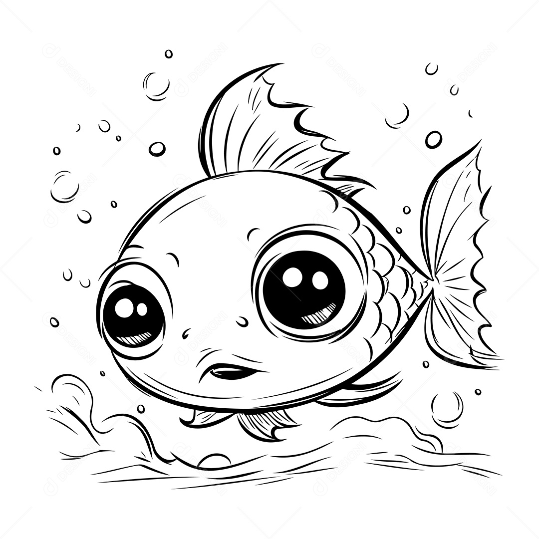 Peixe Desenho Para Colorir Vetor EPS