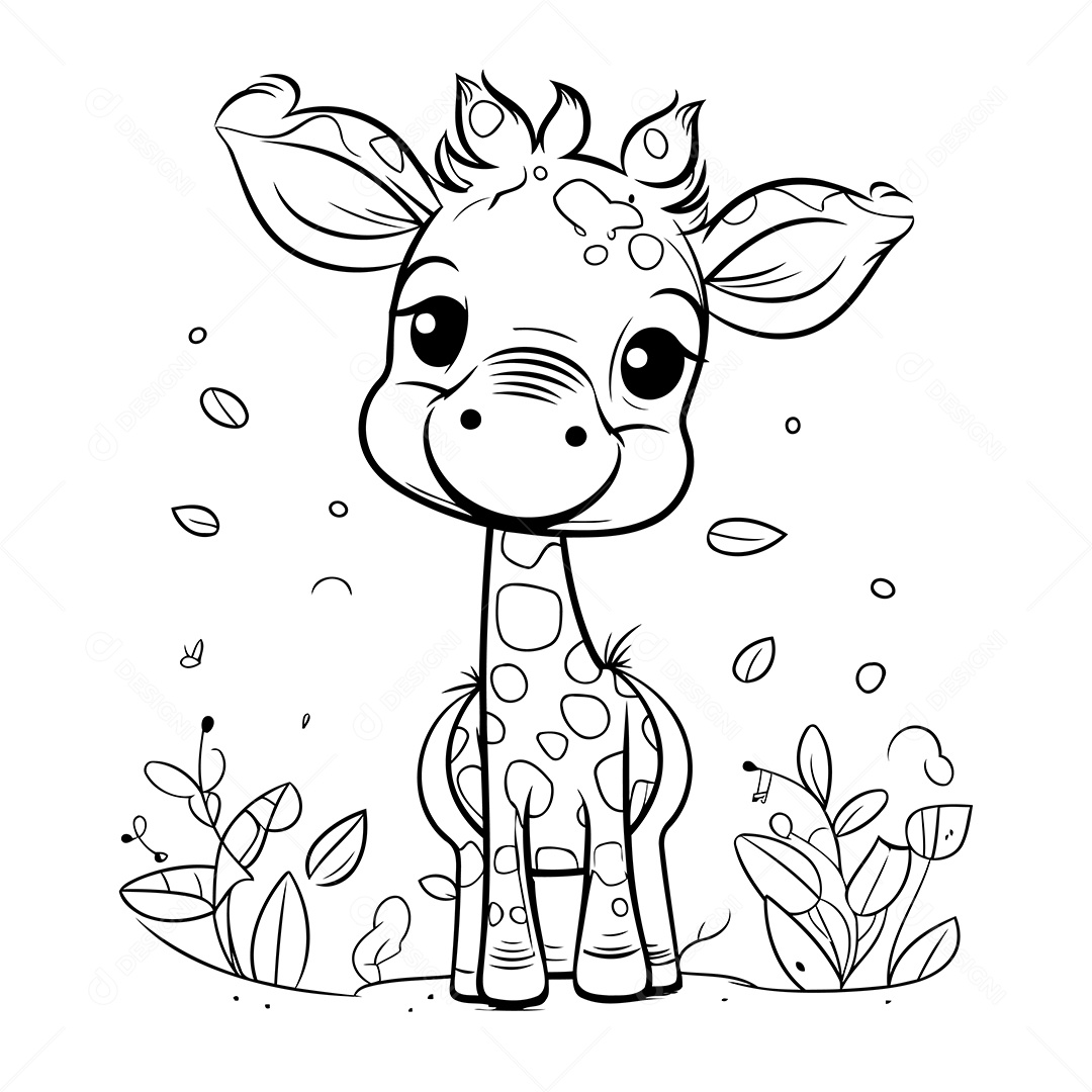 Girafa Desenho Para Colorir Vetor EPS