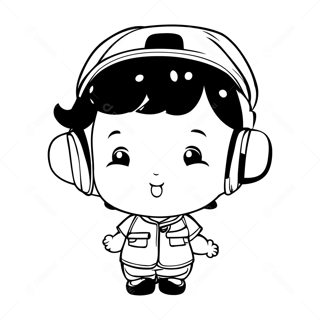 Garoto Desenho Para Colorir Vetor EPS