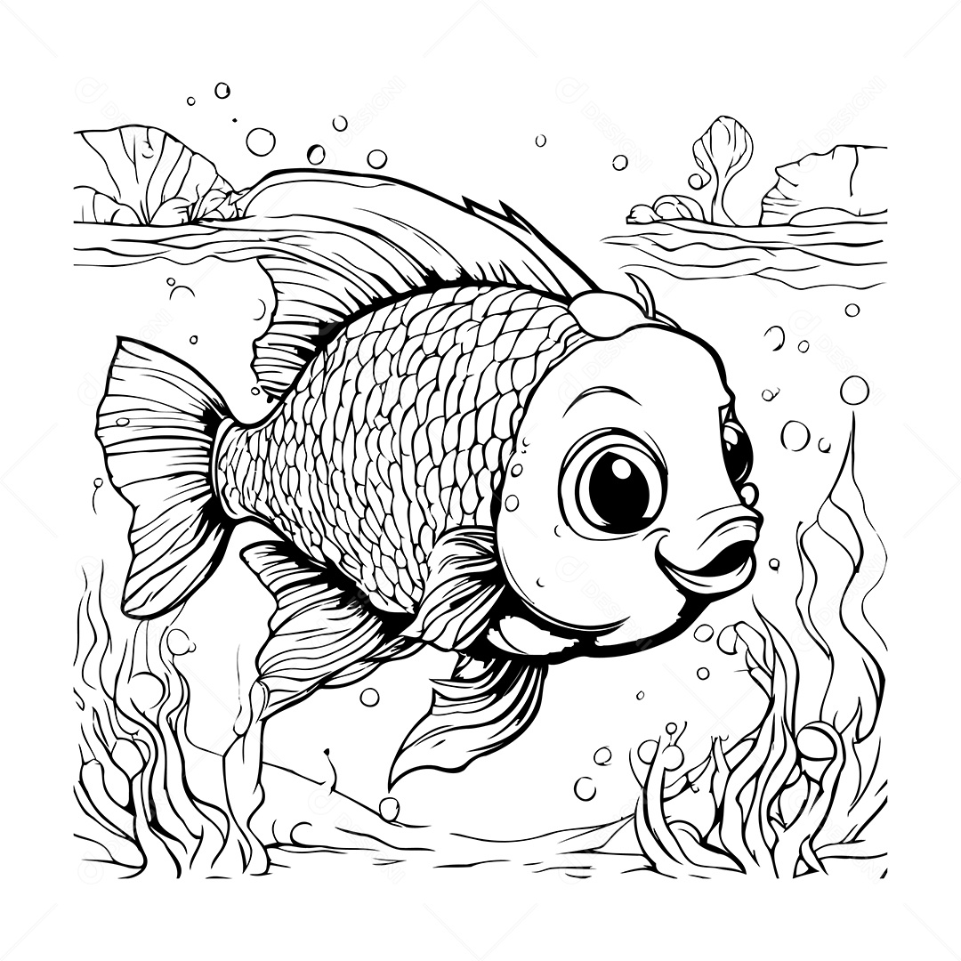 Peixe Desenho Para Colorir Vetor EPS