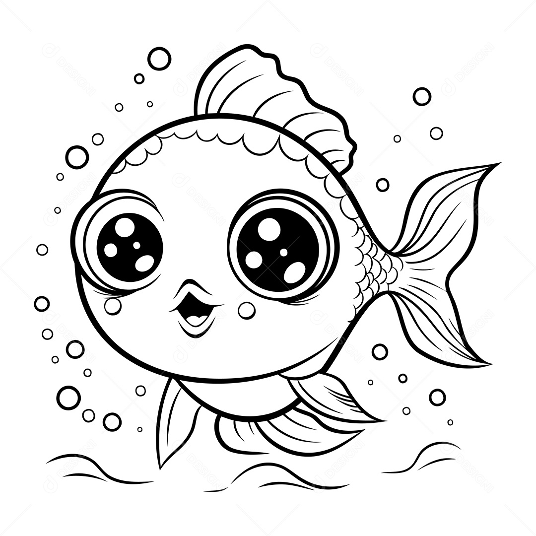 Peixe Desenho Para Colorir Vetor EPS