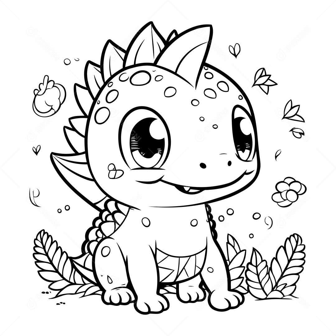 Dinossauro Desenho Para Colorir Vetor EPS