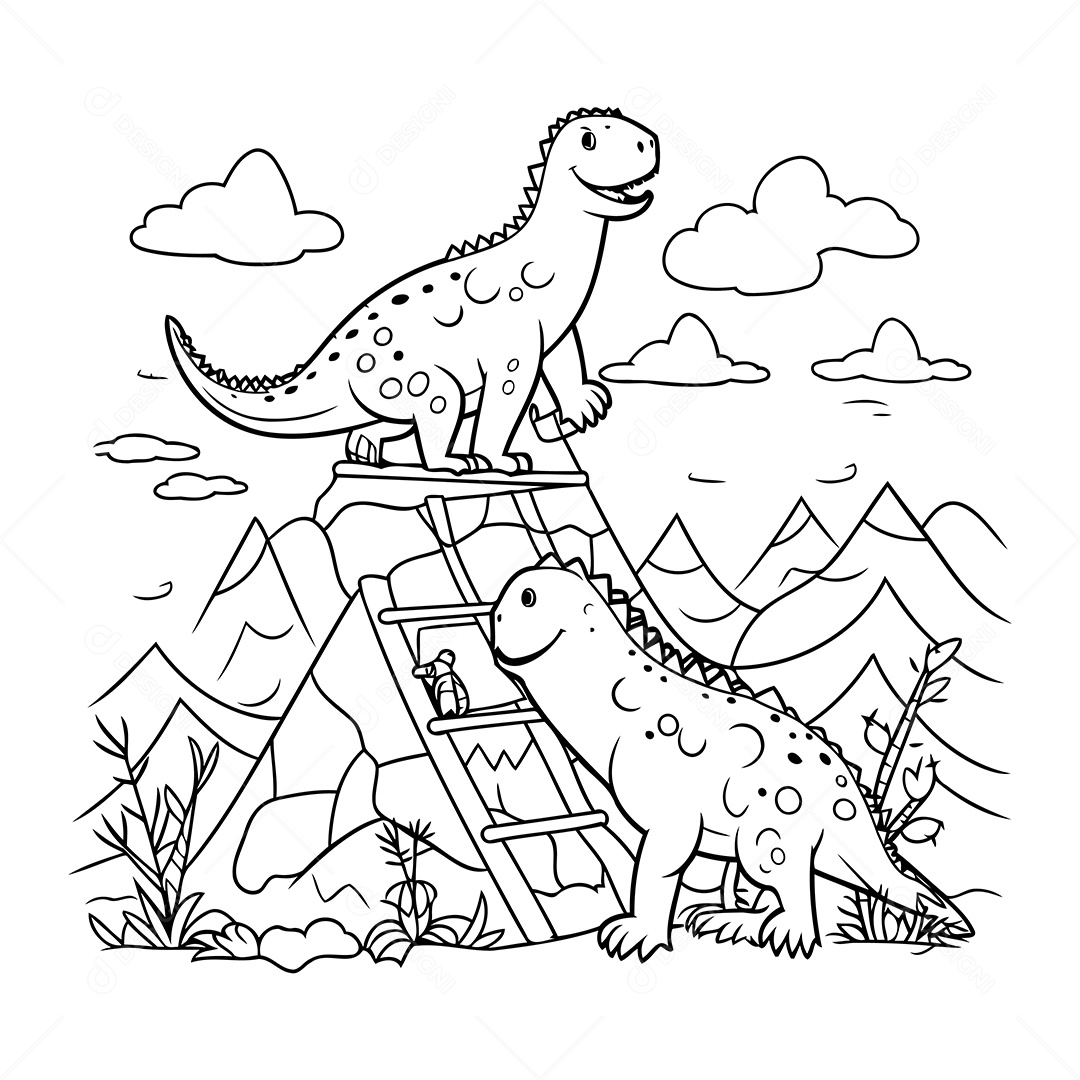 Dinossauro Desenho Para Colorir Vetor EPS