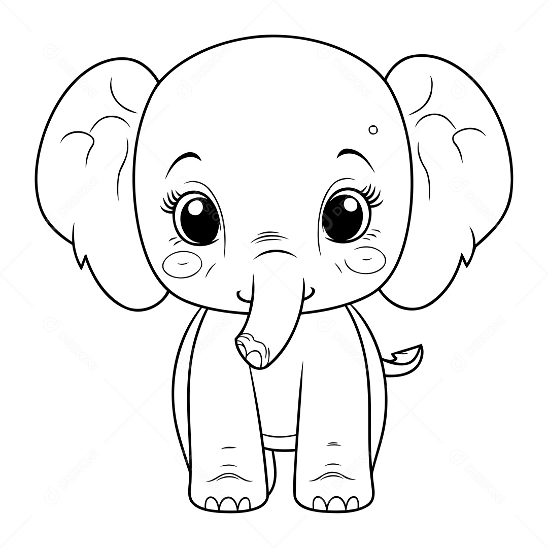 Elefante Desenho Para Colorir Vetor EPS