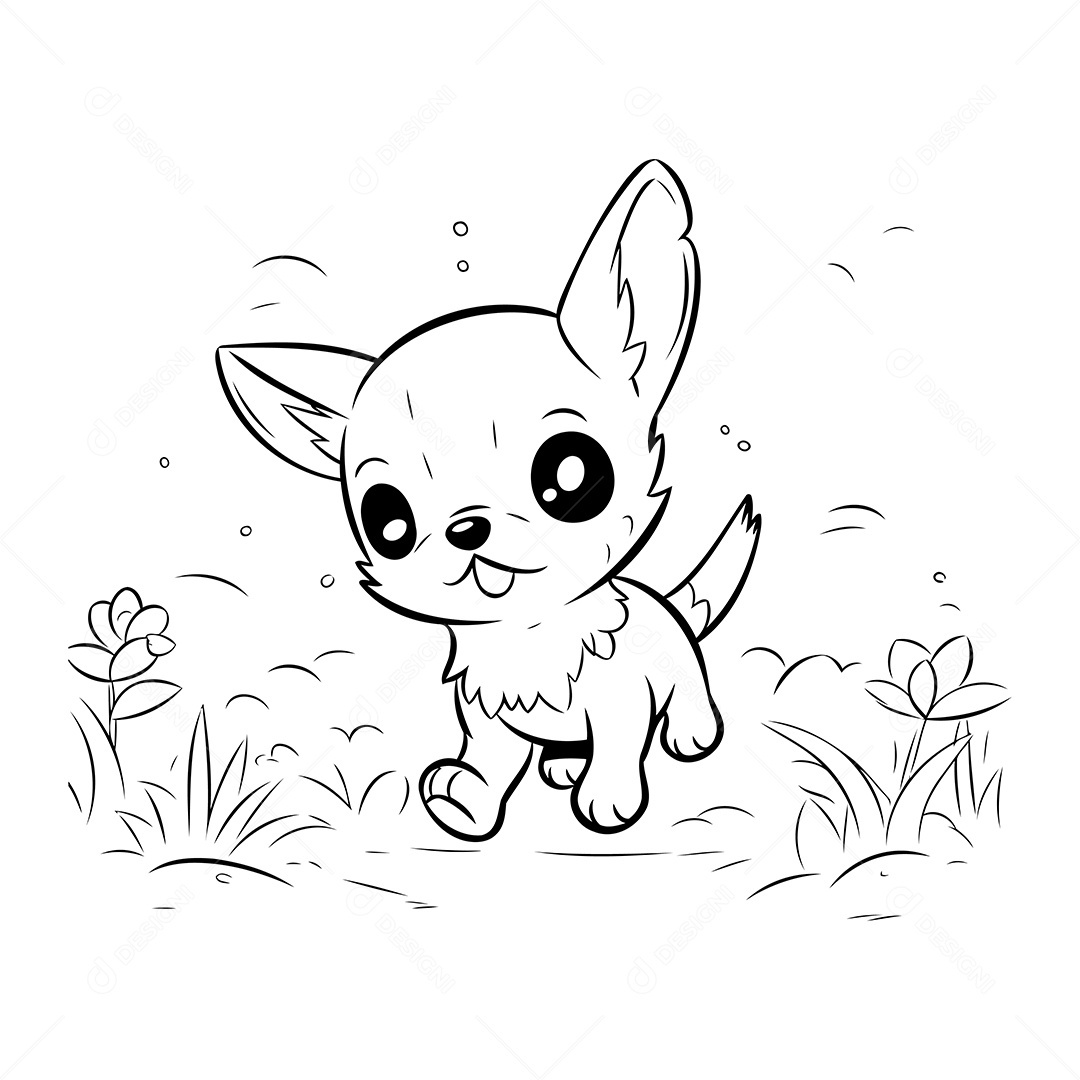 Cachorro Desenho Para Colorir Vetor EPS