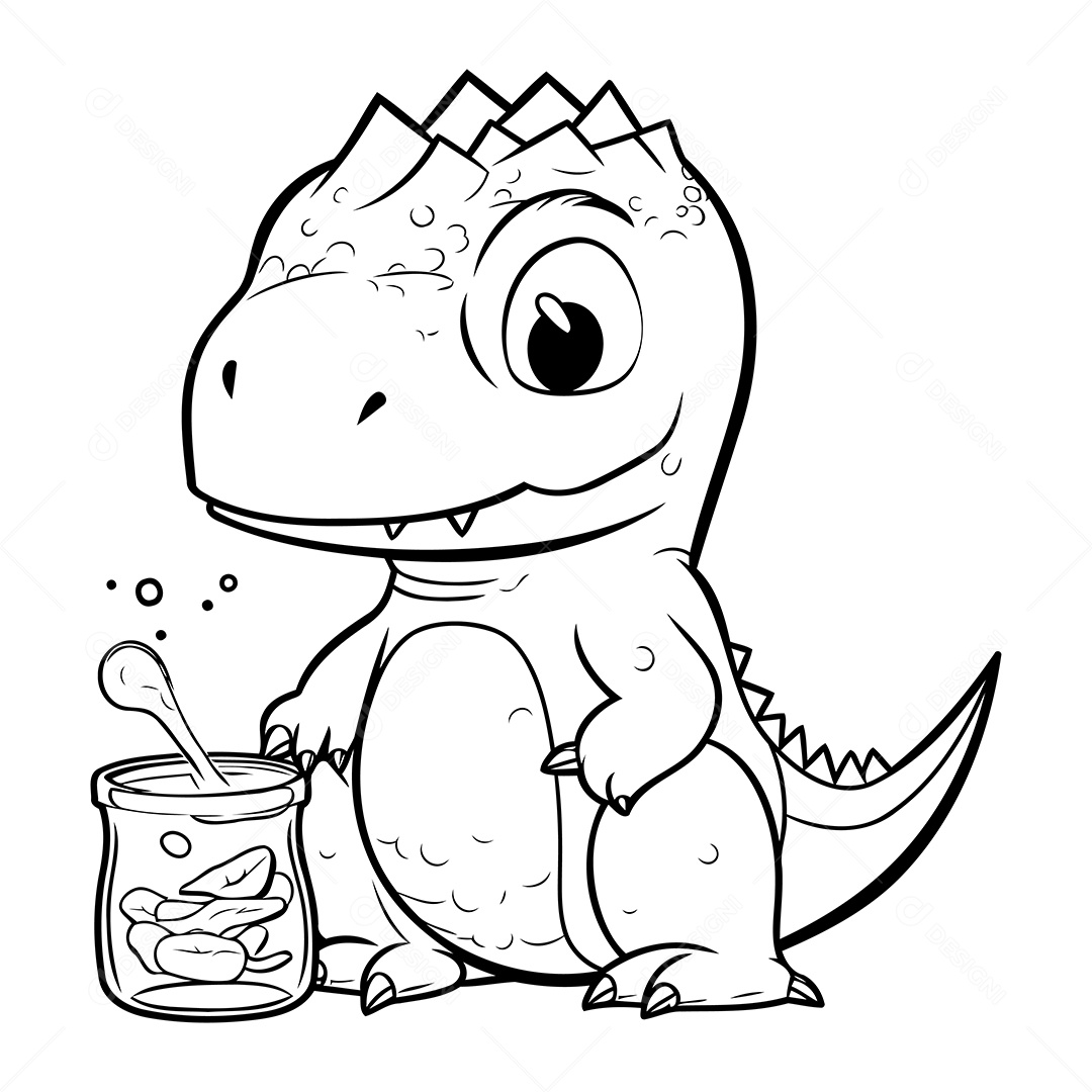 Dinossauro Desenho Para Colorir Vetor EPS