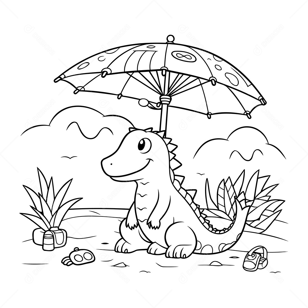 Dinossauro Desenho Para Colorir Vetor EPS