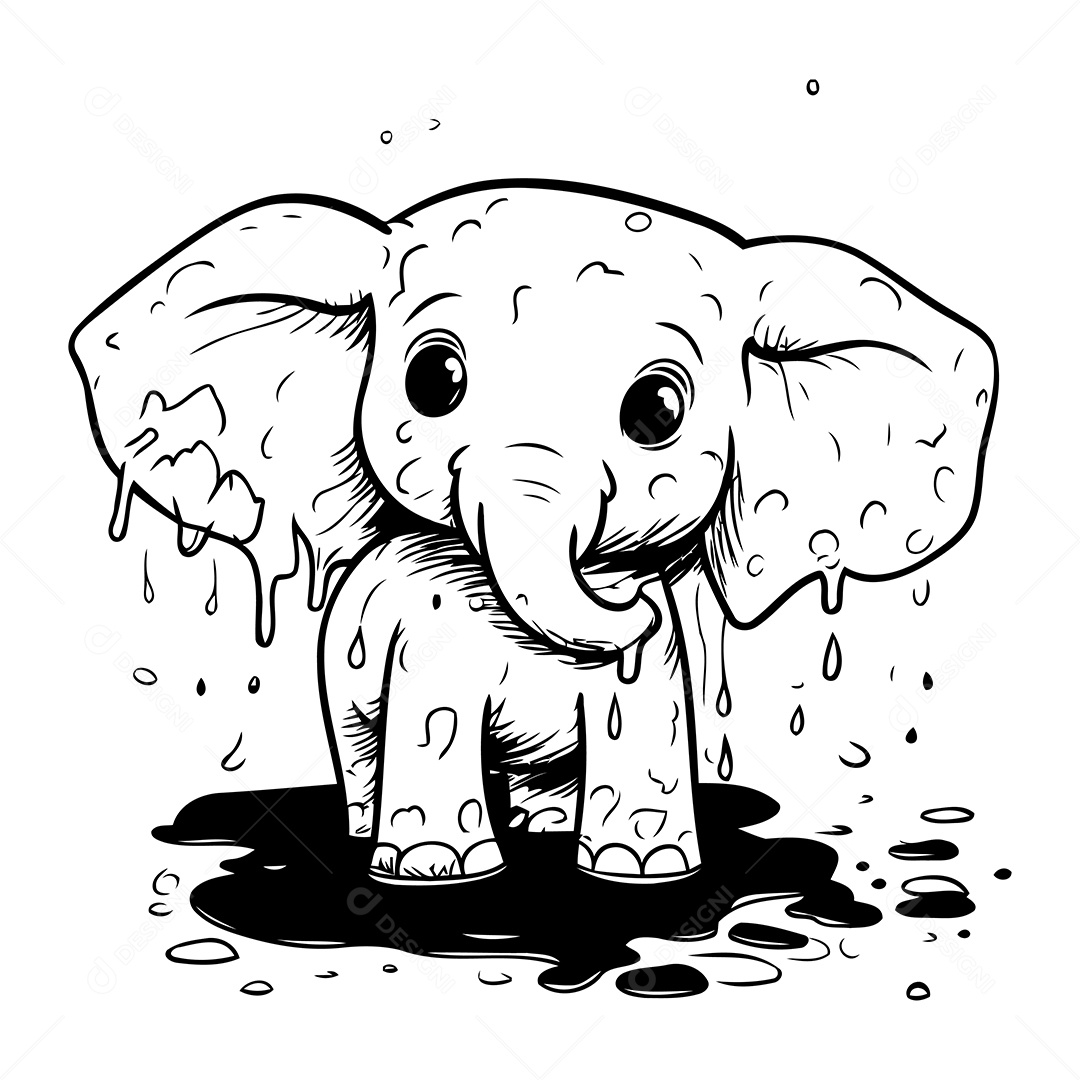 Elefante Desenho Para Colorir Vetor EPS