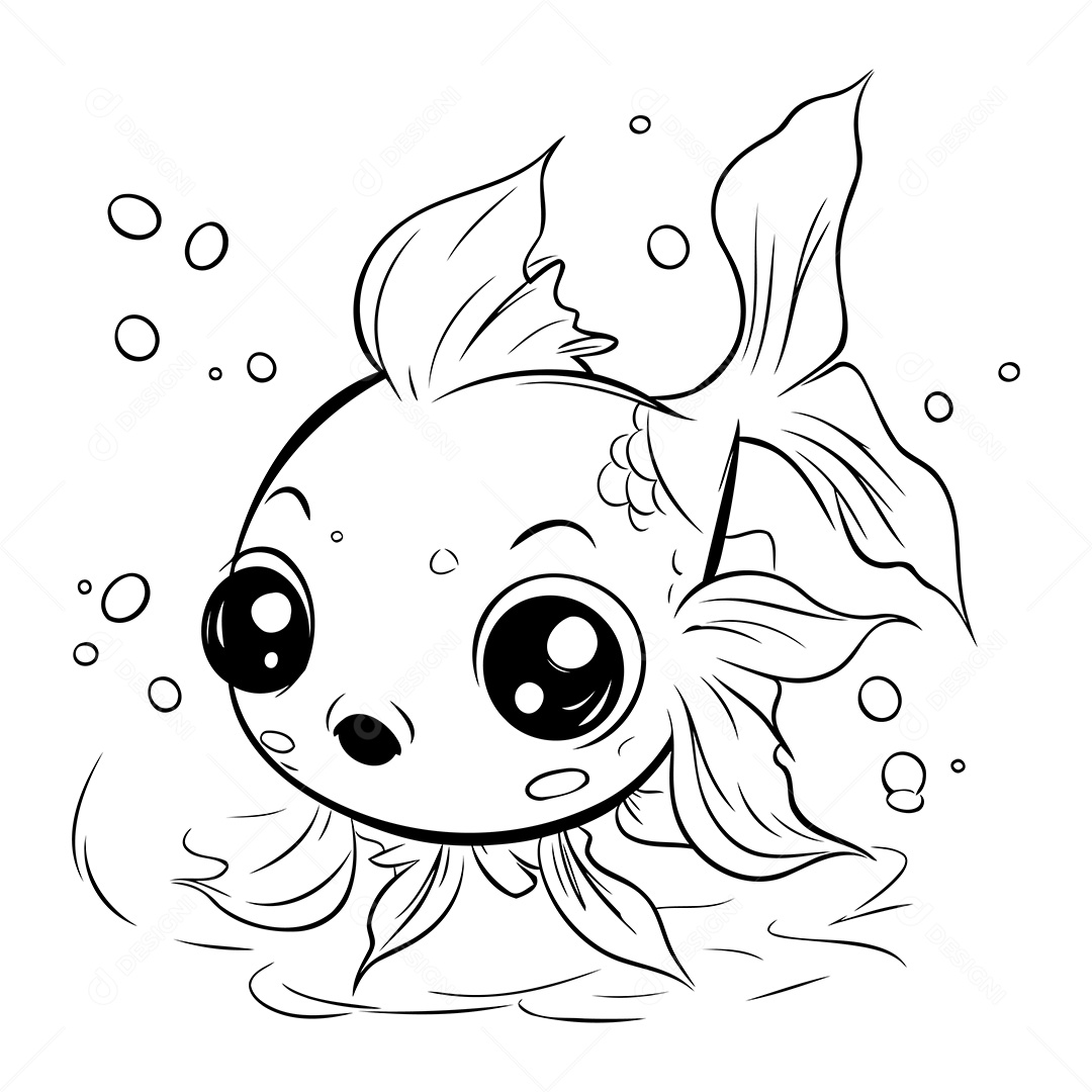 Peixe Desenho Para Colorir Vetor EPS