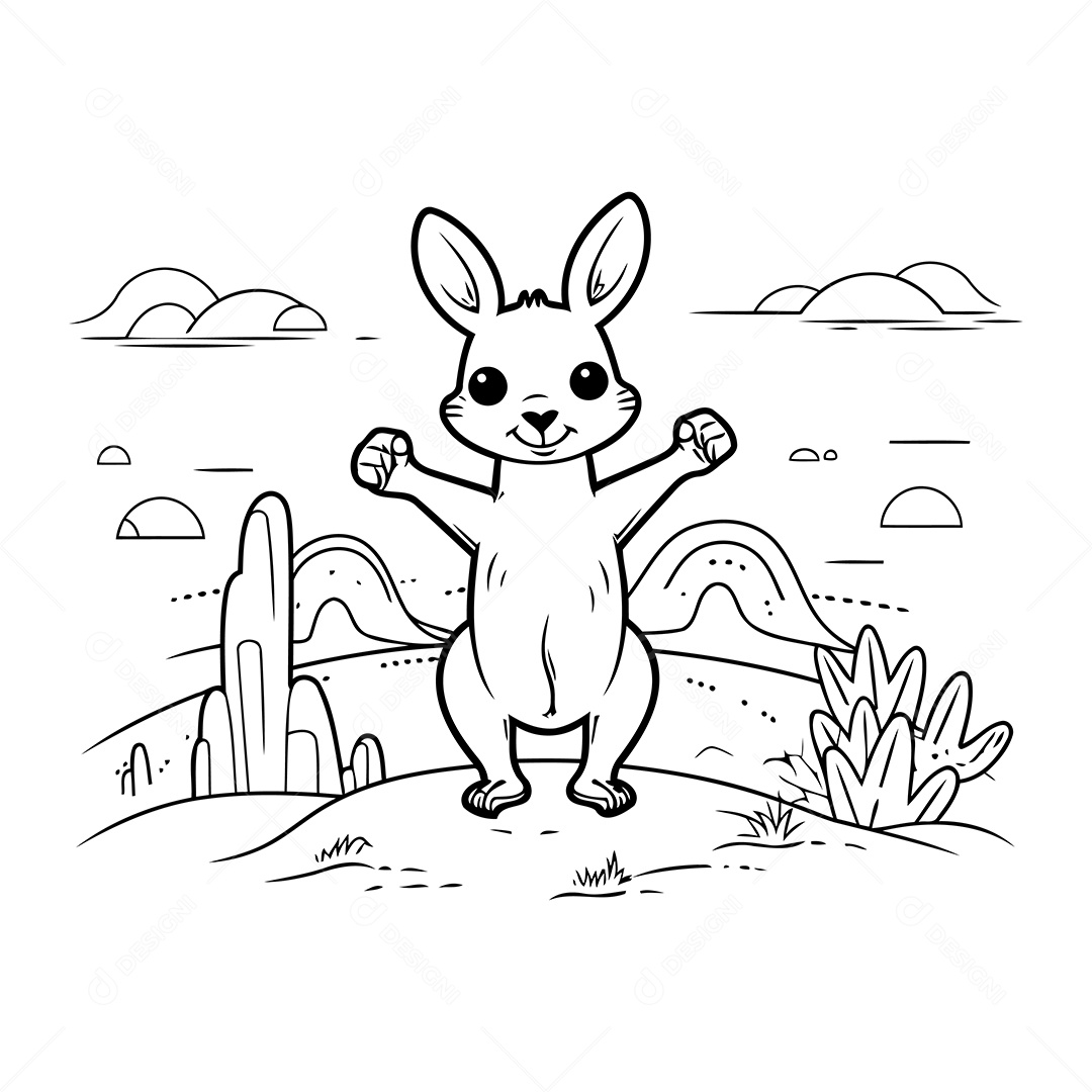 Canguru Desenho Para Colorir Vetor EPS