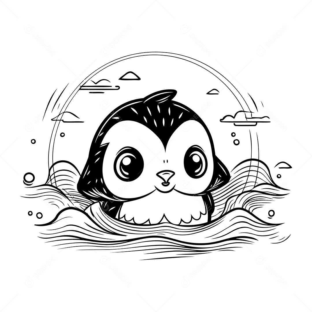 Pinguim Desenho Para Colorir Vetor EPS