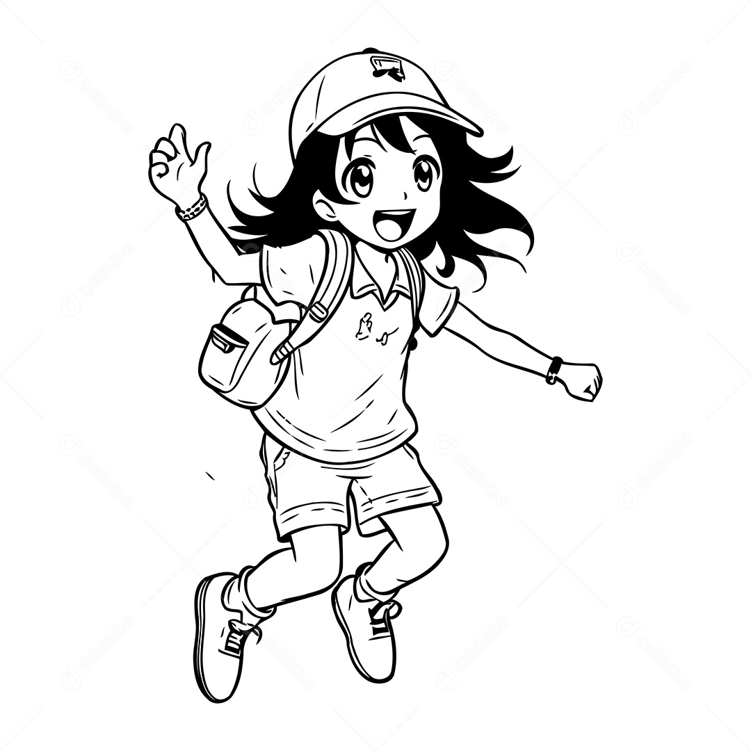 Garoto Desenho Para Colorir Vetor EPS