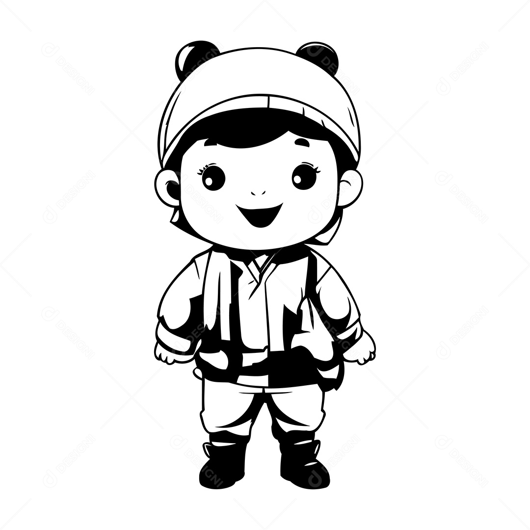 Garoto Desenho Para Colorir Vetor EPS