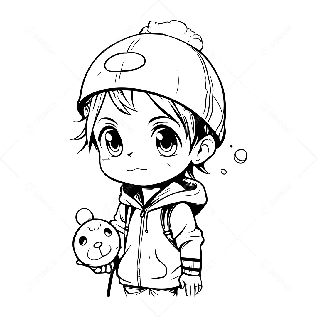 Garoto Desenho Para Colorir Vetor EPS