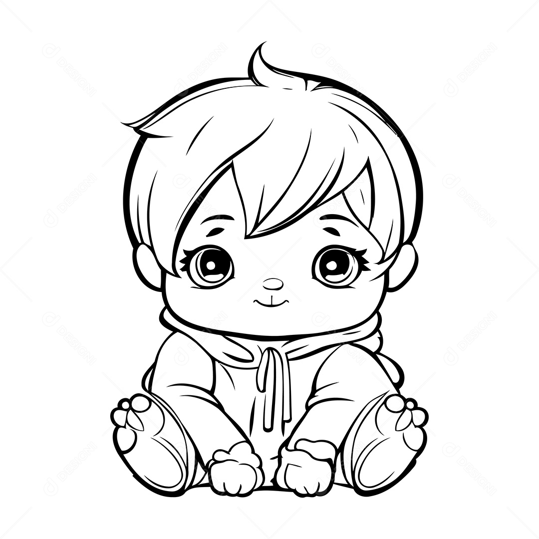 Garoto Desenho Para Colorir Vetor EPS