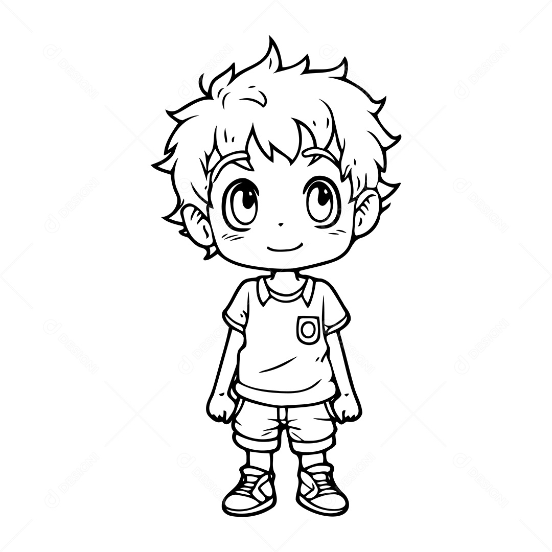 Garoto Desenho Para Colorir Vetor EPS