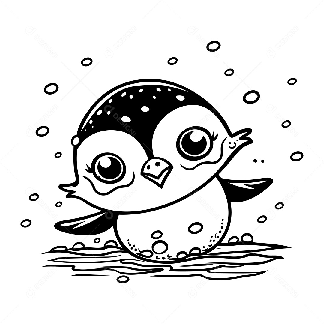 Pinguim Desenho Para Colorir Vetor EPS