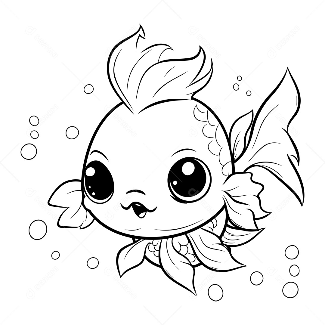 Peixe Desenho Para Colorir Vetor EPS