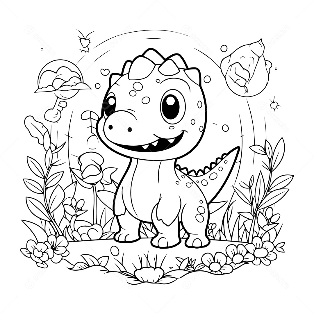 Dinossauro Desenho Para Colorir Vetor EPS