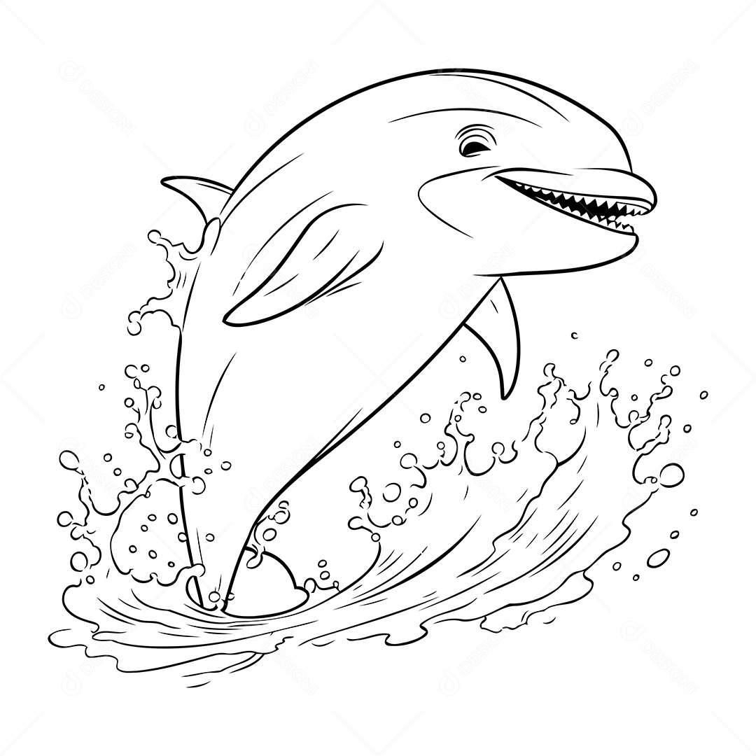 Golfinho Desenho Para Colorir Vetor EPS
